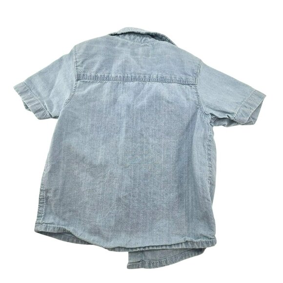 OshKosh Bgosh Shirt Baby Toddler Light Blue Short Sleeve Denim 18M jj3718 - Picture 4 of 5